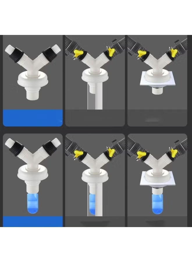 Washing Machine Double Outlet Connector, 3-Way Joint,Downpipe Floor Drain Three-way Joint, Washing Machine Drain Pipe Double Water Outlet Dual-purpose Three-way Two-in-one (Trident) - Image 3