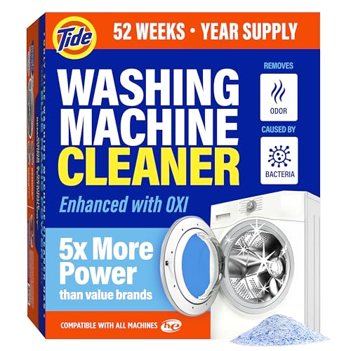 Tide Washing Machine Cleaner 52 Week Supply with Oxi for Front and Top Loader Washer Machines, Deep Cleaning Residue & Odor Eliminator, 12 Month Supply (Packaging May Vary) - Image 1