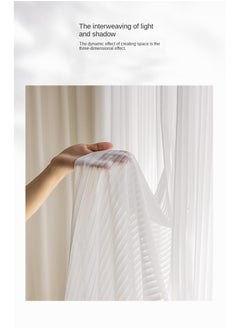 Bluejw Vertical Stripes White Gauze Curtains Living Room Pervious To Light Window Screen  - Image 3