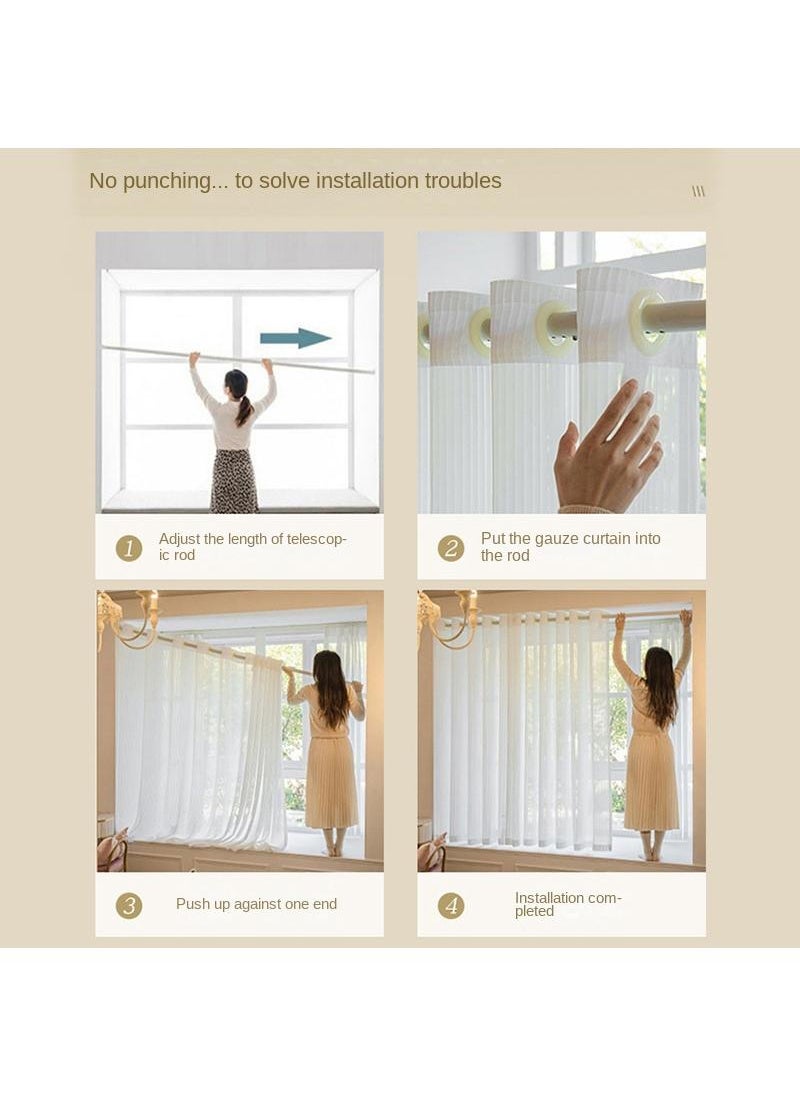 Bluejw - Vertical Stripes White Gauze Curtains Living Room Pervious To Light Window Screen - Image 1