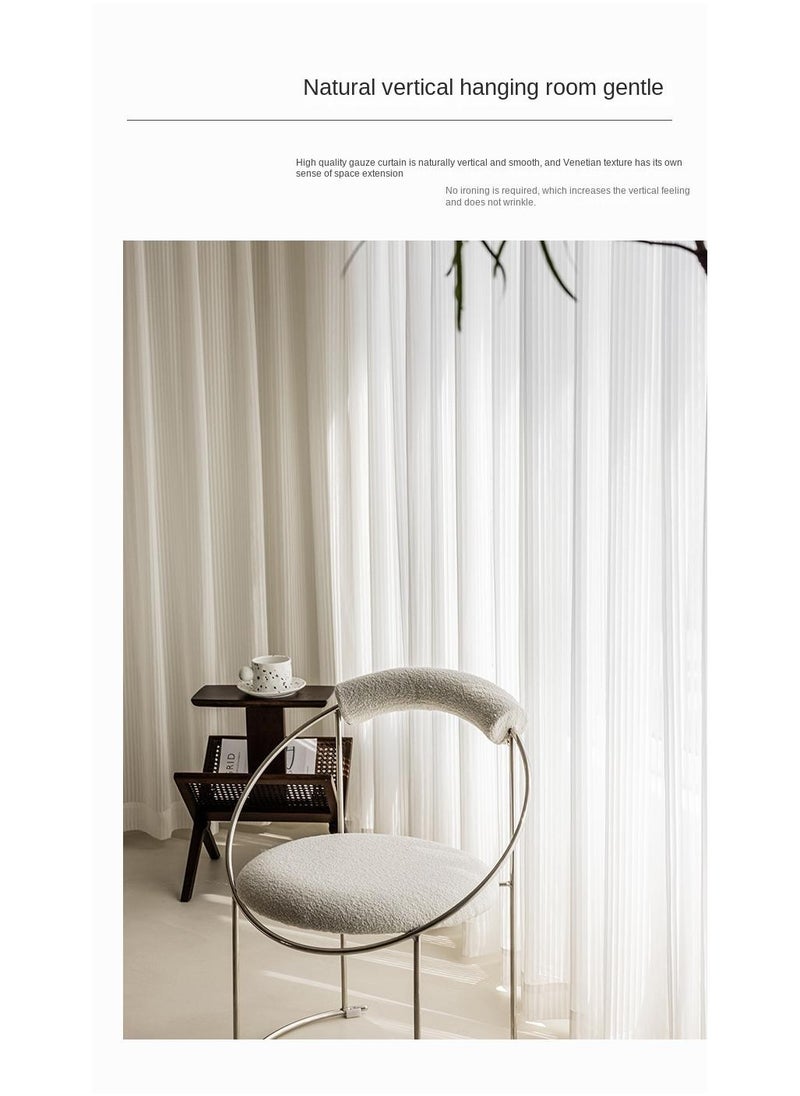 Bluejw - Vertical Stripes White Gauze Curtains Living Room Pervious To Light Window Screen - Image 1