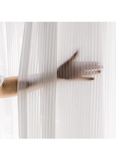 Bluejw Vertical Stripes White Gauze Curtains Living Room Pervious To Light Window Screen  - Image 2