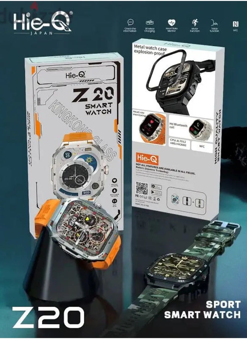 Hie-Q - SmartWatch Z20 Japanese quality with Shock proof Screen, Water Proof, Health Monitoring, Bluetooth Calling & Sports Modes – Long Battery Life - Image 1