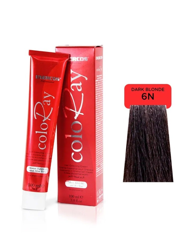 ENERCOS PROFESSIONAL Coloray Ammonia-Free Hair Color - Dark Blonde 6 - Permanent, Salon-Quality Hair Dye for Rich, Long-Lasting Color - 100ml