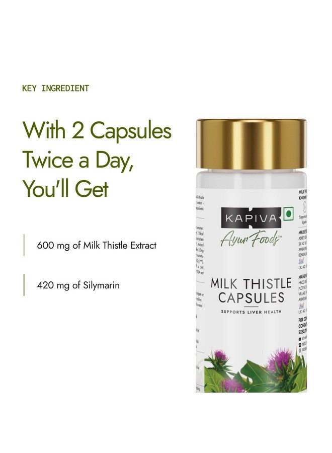 Kapiva كابيفا كبسولات حليب الشوك (120N) | مع 70% سيليمارين | يدعم الكبد والجهاز المناعي | نباتي، خالي من المواد الحافظة | مكمل تنظيف الكبد | قرص حليب الشوك - Image 3