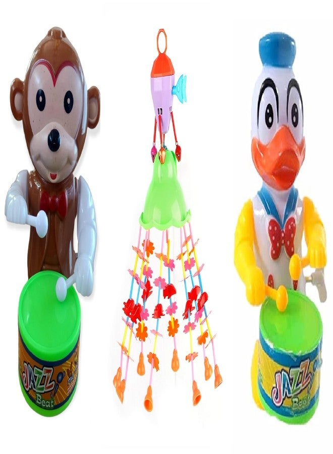 SHANVI Toys Merry go Round for Infants no.07, Attachable to Cradle or Window, Soothing Music and Various Shapes for Developing Imagination and Thinking Skills (Chock Monk-Key JHO-DUCK-003) - Image 1