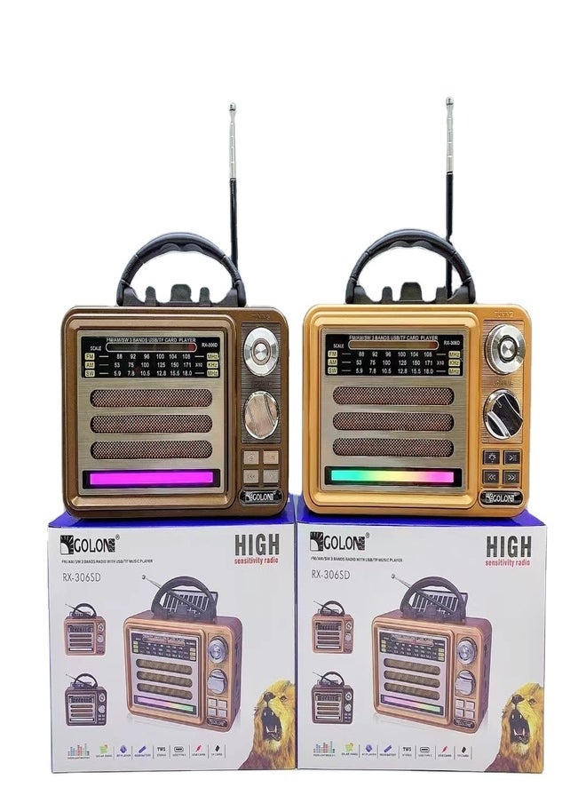 راديو USB dc ريترو fm sw band golon ديسكو ضوء راديو لاسلكي عصري قديم مع مكبر صوت ستيريو TWS RGB