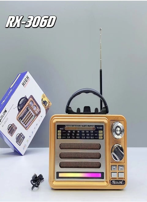 راديو USB dc ريترو fm sw band golon ديسكو ضوء راديو لاسلكي عصري قديم مع مكبر صوت ستيريو TWS RGB