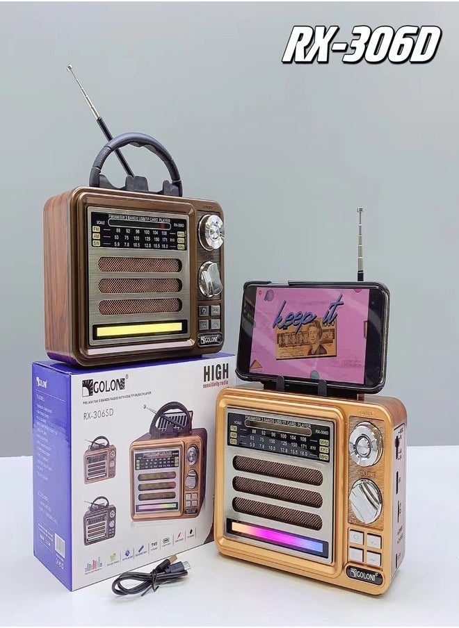 راديو USB dc ريترو fm sw band golon ديسكو ضوء راديو لاسلكي عصري قديم مع مكبر صوت ستيريو TWS RGB