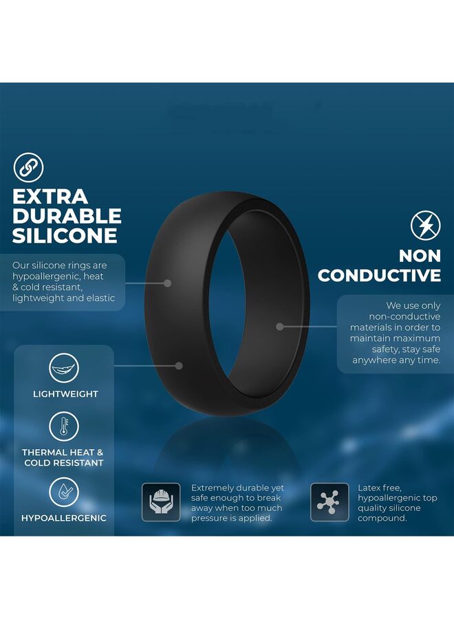 Silicone Ring for Men 4PCS Flat Top Angled Edge Two Layer Rubber Wedding Bands Silicone Rubber Wedding Rings Bands - Image 2