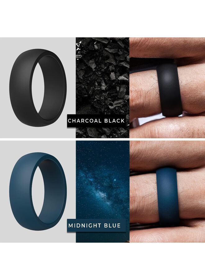 Silicone Ring for Men 4PCS Flat Top Angled Edge Two Layer Rubber Wedding Bands Silicone Rubber Wedding Rings Bands - Image 4