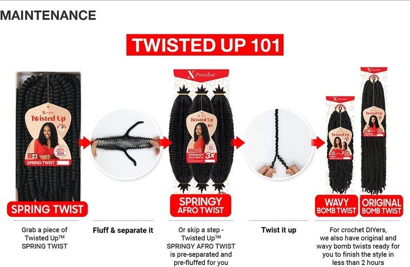 x-pression Outre Crochet Braids X-Pression Twisted Up 3X Springy Afro Twist 24" (3-pack, 4) - Image 2