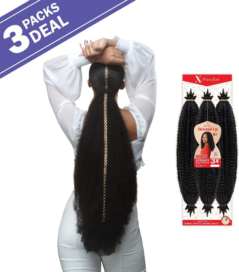 x-pression Outre Crochet Braids X-Pression Twisted Up 3X Springy Afro Twist 24" (3-pack, 4) - Image 1