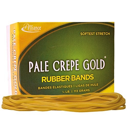 Alliance Rubber 21409 Pale Crepe Gold Rubber Bands Size #117B, 1/4 lb Box Contains Approx. 75 Bands (7" x 1/8", Golden Crepe) - Image 2
