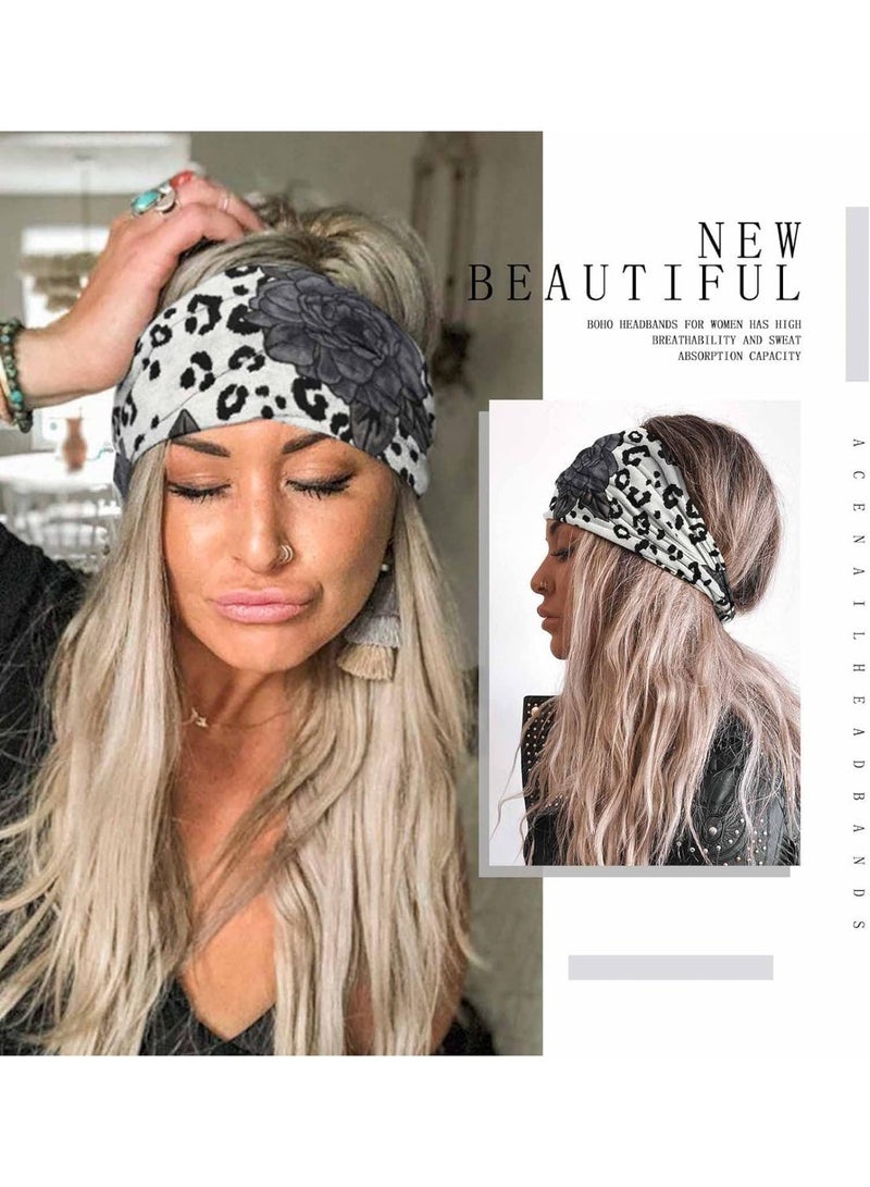 ChicAbode Wide Headbands Knotted Turban Headband Elastic Non Slip Hairbands Floral Workout Head Bands Yoga Hair Scarfs Boho Head Wraps Fashion Hair Accessories for Women Girls 4Pcs(Gorgeous) - Image 5
