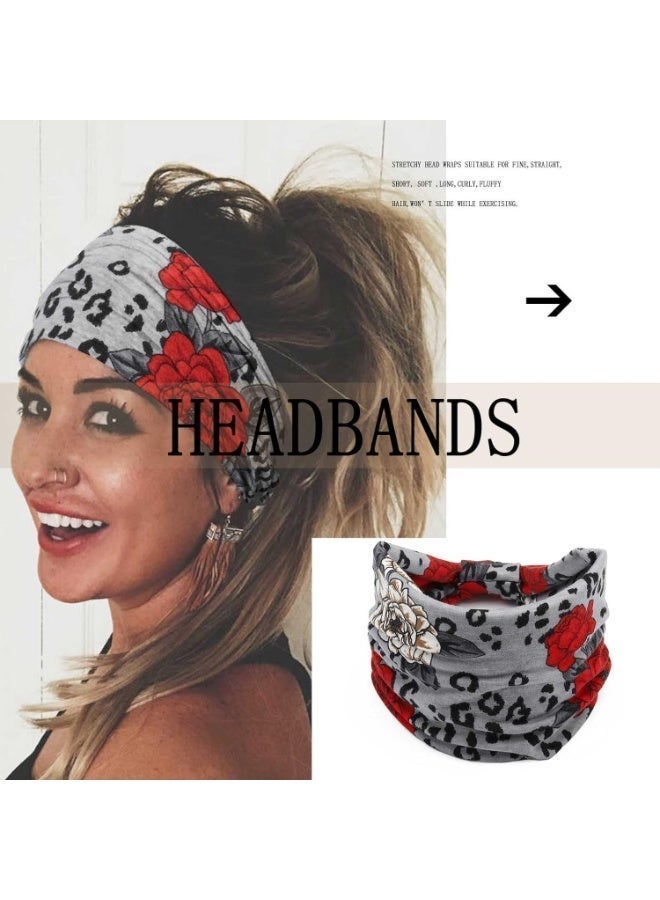 ChicAbode Wide Headbands Knotted Turban Headband Elastic Non Slip Hairbands Floral Workout Head Bands Yoga Hair Scarfs Boho Head Wraps Fashion Hair Accessories for Women Girls 4Pcs(Gorgeous) - Image 4
