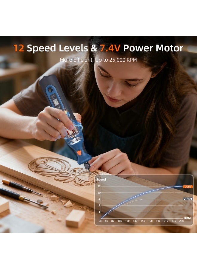 179pcs Power Rotary Tools 5000-25000RPM High-Power Cordless Electric Drill Grinder DC7.4V 1100mAh Woodworking Drilling Mini Engraving Pen Rotary Tool Set - Image 3