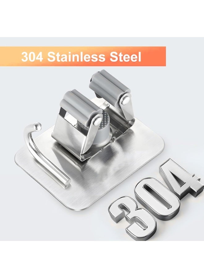 4 PCS Mop Broom Holder Wall Mount Self Adhesive No Drilling Super Anti Slip Broom Holder for Home Garage Garden Laundry Room Kitchen Organizer - Image 2