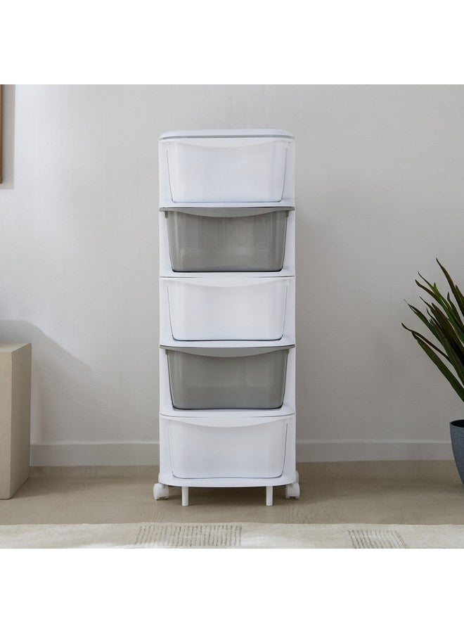 Home Box Kevin 5-Tier Storage Drawer Rack with Wheels 37 x 37 x 90 cm  - Image 2
