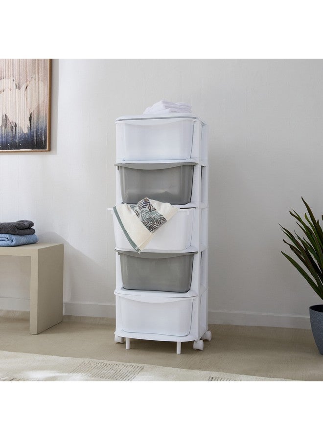Home Box Kevin 5-Tier Storage Drawer Rack with Wheels 37 x 37 x 90 cm  - Image 5