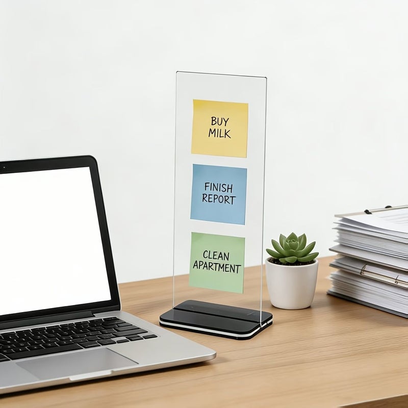 Transparent Acrylic Detachable Memo Board Stand Computer Screen Clip Office Desktop - Image 1