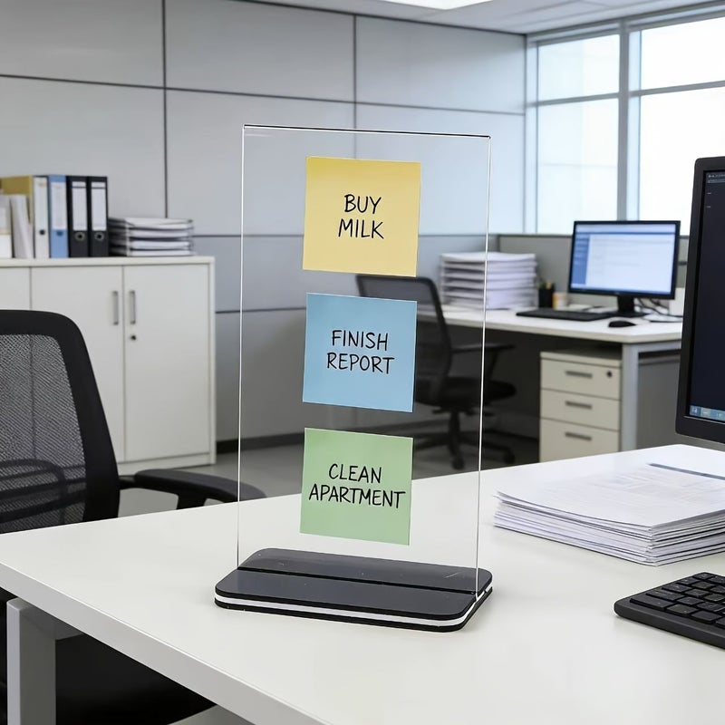 Transparent Acrylic Detachable Memo Board Stand Computer Screen Clip Office Desktop - Image 4