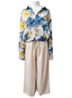 Generic 2 Piece Set New Trend Fashion Cotton Linen Long Sleeve Suit and  Loose Pants Summer Spring Clothes for Women Free Size T-0232  - Image 1