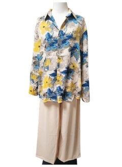 Generic 2 Piece Set New Trend Fashion Cotton Linen Long Sleeve Suit and  Loose Pants Summer Spring Clothes for Women Free Size T-0232  - Image 5