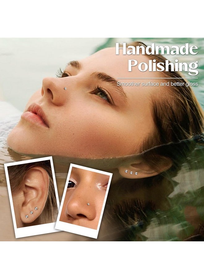 Thunaraz 60Pcs Stainless Steel Nose Studs Rings Piercing Pin Body Jewelry 22G 1.5Mm 2Mm 2.5Mm White  - Image 2