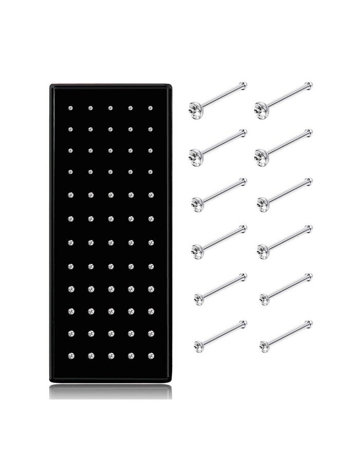 Thunaraz 60Pcs Stainless Steel Nose Studs Rings Piercing Pin Body Jewelry 22G 1.5Mm 2Mm 2.5Mm White  - Image 1