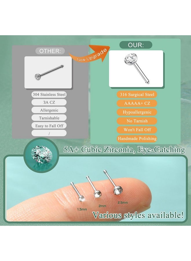 Thunaraz 60Pcs Stainless Steel Nose Studs Rings Piercing Pin Body Jewelry 22G 1.5Mm 2Mm 2.5Mm White  - Image 5
