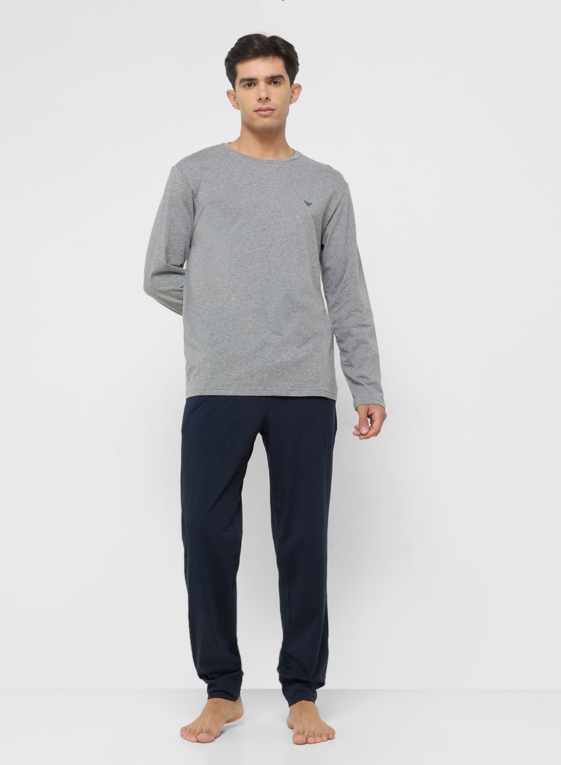 امبوريو ارماني طقم بيجامة وتيشيرت بياقة دائرية كاجوال - Image 5