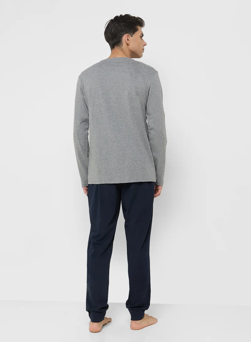 امبوريو ارماني Casual Crew Neck T-Shirt And Payjma Set