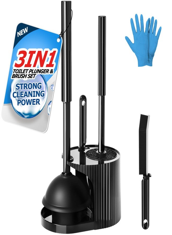 FORASTO 3 in 1 Toilet Brush and Plunger Set,Toilet Bowl Brush Plunger Set,Toilet Brush Plunger Combo,Cleaning Brush,Cleaning Supplies, Crevice Cleaning Brush, Bathroom Cleaning Tools - Image 1