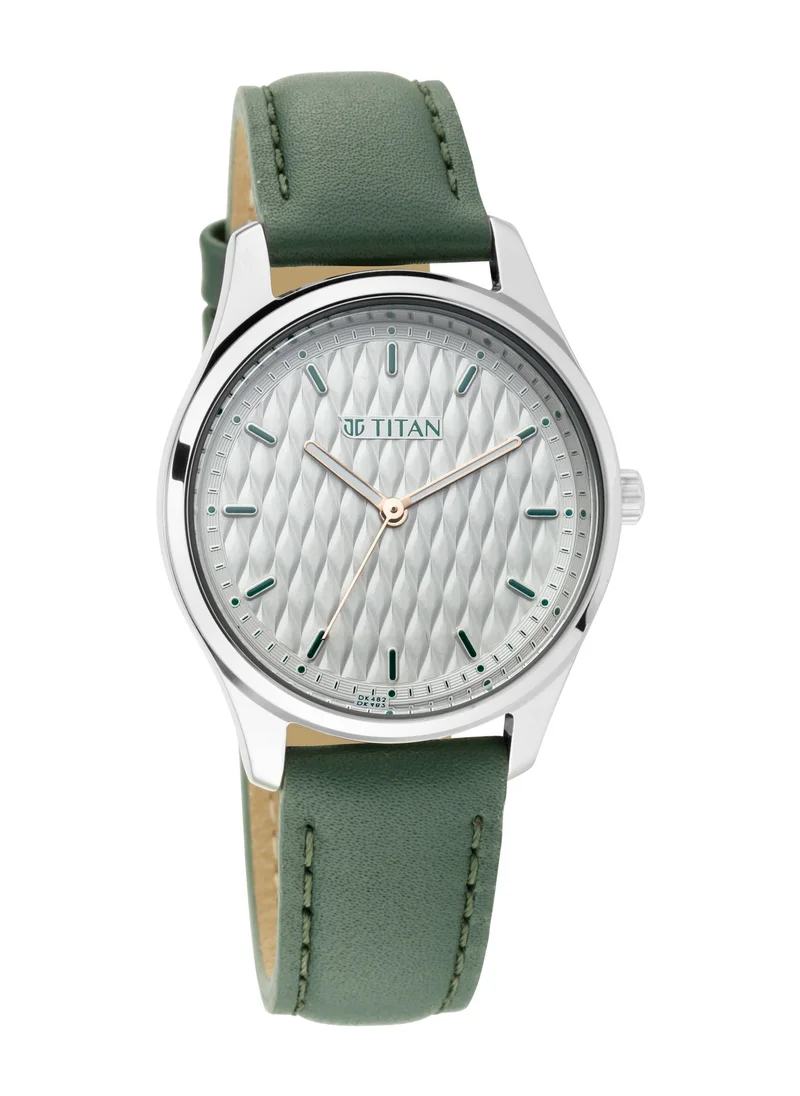تيتان Titan Workwear White Dial Analog Leather Strap watch for Women