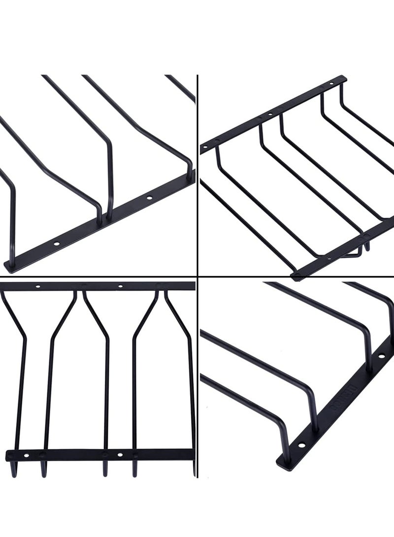 Barakah Under Cabinet Wine Glass Rack, Stemware Holder for Glasses Storage , Metal Organizer for Bar and Kitchen, Space Saving Black Design - Image 3