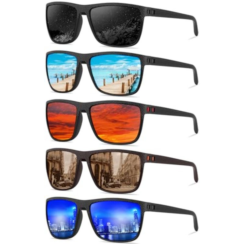 Polarized Sunglasses for Men Square Lightweight Frame Sun Glasses UV Protection for Driving Fishing Golf - Image 1