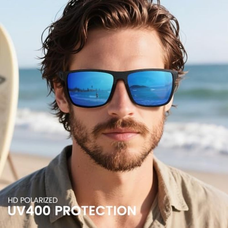 Polarized Sunglasses for Men Square Lightweight Frame Sun Glasses UV Protection for Driving Fishing Golf - Image 2