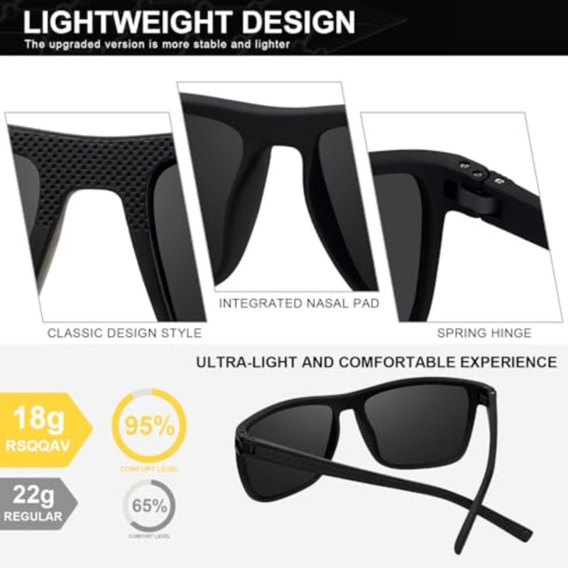Polarized Sunglasses for Men Square Lightweight Frame Sun Glasses UV Protection for Driving Fishing Golf - Image 4