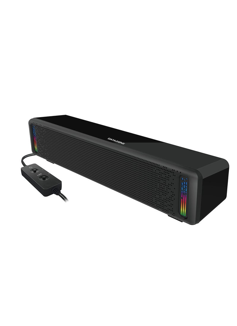 داتا زون مكبر صوت ساوند بار بإضاءة RGB مع طاقة 10 واط – اتصال USB و AUX – صوت ستيريو بتحكم في الصوت – متوافق مع أجهزة الكمبيوتر والهواتف  - Image 2