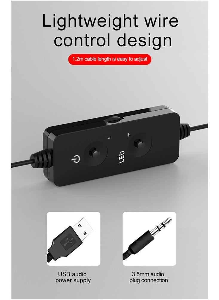 مكبر صوت ساوند بار بإضاءة RGB مع طاقة 10 واط – اتصال USB و AUX – صوت ستيريو بتحكم في الصوت – متوافق مع أجهزة الكمبيوتر والهواتف