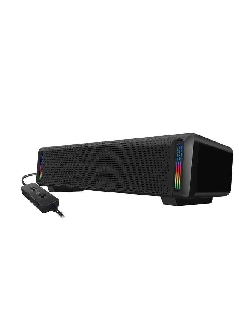 داتا زون مكبر صوت ساوند بار بإضاءة RGB مع طاقة 10 واط – اتصال USB و AUX – صوت ستيريو بتحكم في الصوت – متوافق مع أجهزة الكمبيوتر والهواتف  - Image 4