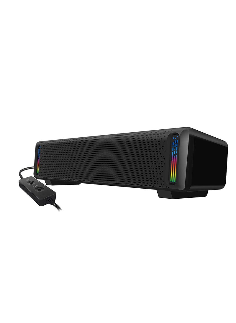 داتا زون مكبر صوت ساوند بار بإضاءة RGB مع طاقة 10 واط – اتصال USB و AUX – صوت ستيريو بتحكم في الصوت – متوافق مع أجهزة الكمبيوتر والهواتف  - Image 5
