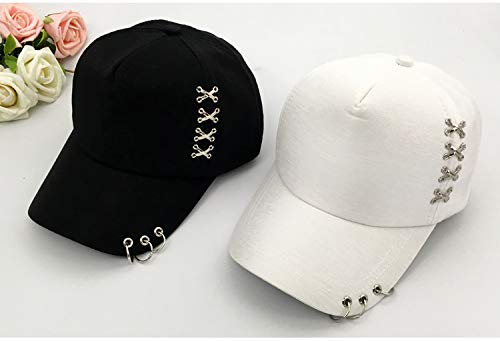 OVOY Kpop Hat Ring Baseball-Cap - Suga-Snapback Baseball Cap with Iron Rings (Black) (Medium, Black) (Medium, Black-2) - Image 5