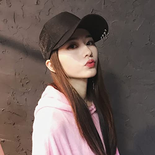 OVOY Kpop Hat Ring Baseball-Cap - Suga-Snapback Baseball Cap with Iron Rings (Black) (Medium, Black) (Medium, Black-2) - Image 2
