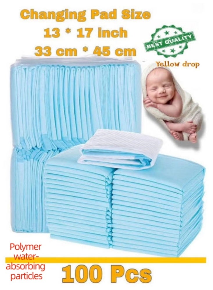 SHENGHUI 100 Pcs 33x45cm Small Disposable Changing Pad Leak-Proof Underpad Bed Table Protector Mat, Soft Non-Woven Fabric - Image 1