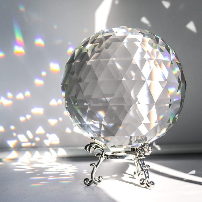 CLEAR GLASS CRYSTAL BALL PRISMS WITH STAND WINDOW RAINBOW MAKER SPHERE FACETED GAZING BALL FOR HOME DCOR CHRISTMAS WEDDING SUNCATCHER 120MM472IN