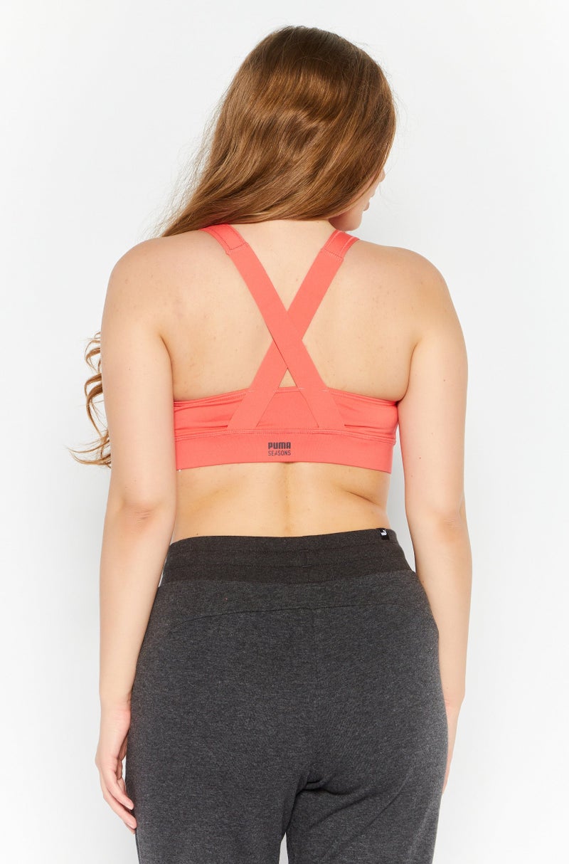 PUMA Women Sportswear Fit Training Sport Bra, Coral - Image 4