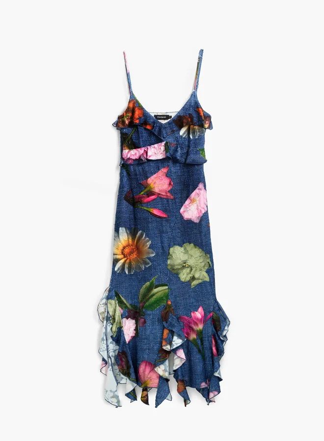 DESIGUAL Floral Print Slip Dress