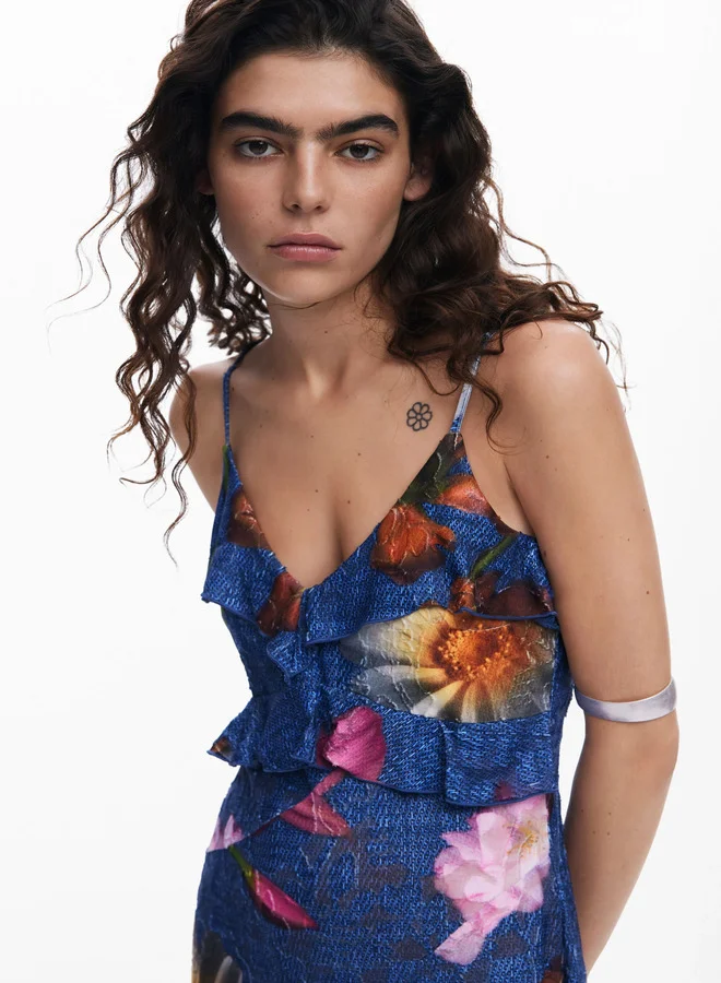 DESIGUAL Floral Print Slip Dress